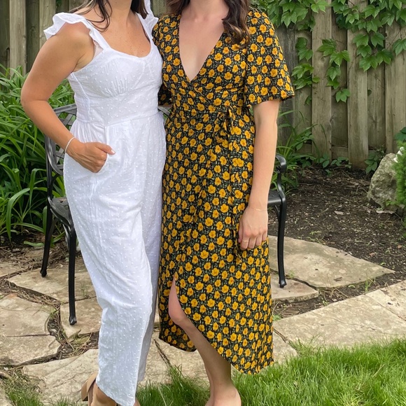 Yellow Floral Wrap Dress - Picture 1 of 3